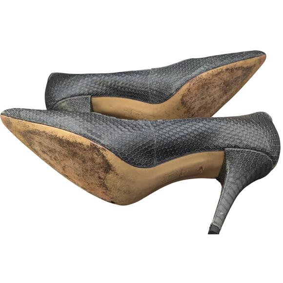 Talbots Dina Pump Heels Reptile Skin Print Shadow Gray Pointed Toe 8 1/2 B - Picture 8 of 15